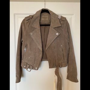 Blank NYC suede Moto jacket in Sand Stoner
